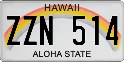 HI license plate ZZN514