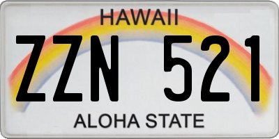 HI license plate ZZN521