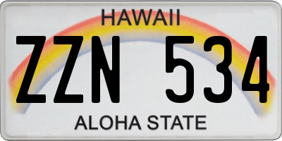 HI license plate ZZN534