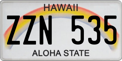 HI license plate ZZN535