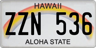 HI license plate ZZN536