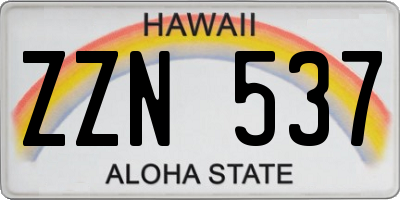 HI license plate ZZN537