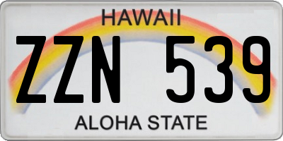 HI license plate ZZN539