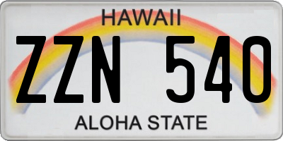 HI license plate ZZN540