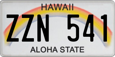 HI license plate ZZN541