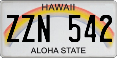 HI license plate ZZN542