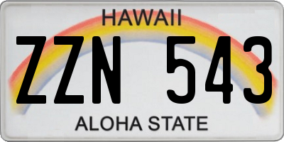 HI license plate ZZN543