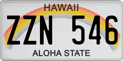 HI license plate ZZN546