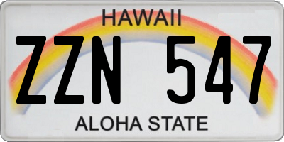 HI license plate ZZN547