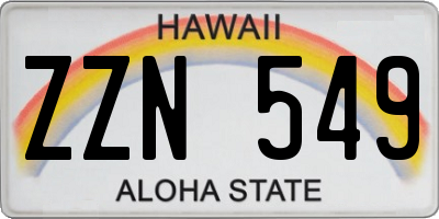 HI license plate ZZN549