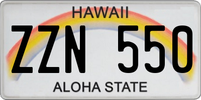 HI license plate ZZN550