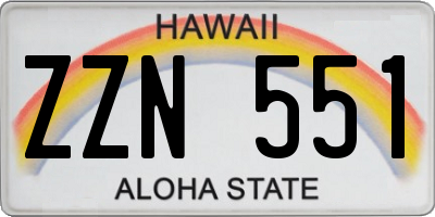 HI license plate ZZN551