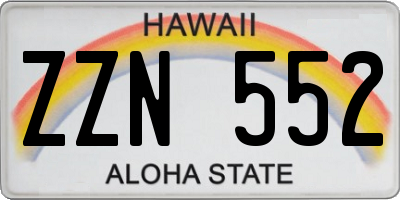 HI license plate ZZN552