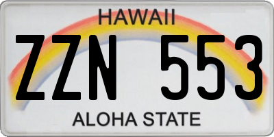 HI license plate ZZN553