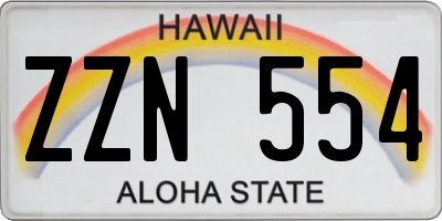 HI license plate ZZN554