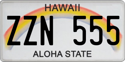 HI license plate ZZN555