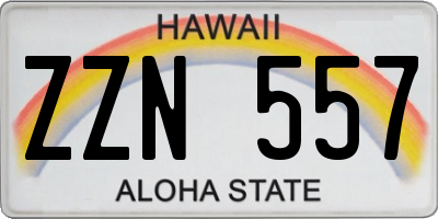 HI license plate ZZN557