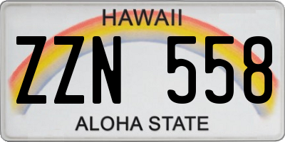 HI license plate ZZN558