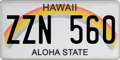 HI license plate ZZN560