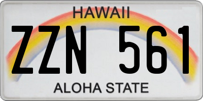 HI license plate ZZN561