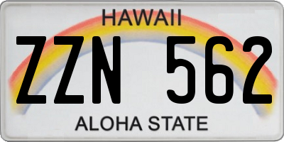 HI license plate ZZN562