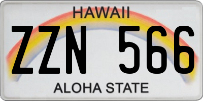 HI license plate ZZN566