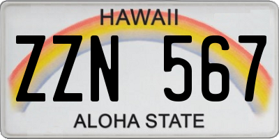 HI license plate ZZN567