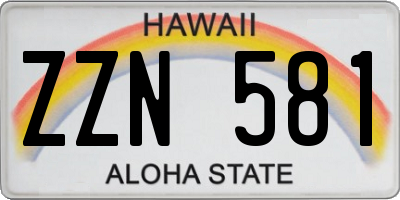 HI license plate ZZN581