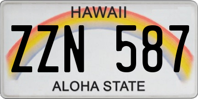 HI license plate ZZN587