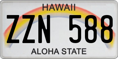 HI license plate ZZN588