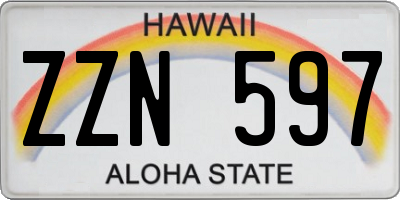 HI license plate ZZN597