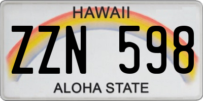 HI license plate ZZN598