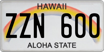 HI license plate ZZN600