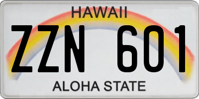 HI license plate ZZN601