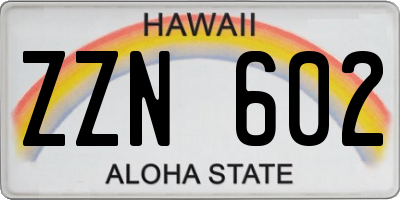 HI license plate ZZN602