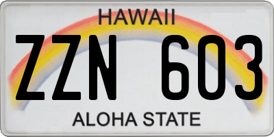 HI license plate ZZN603