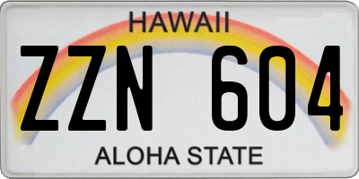 HI license plate ZZN604