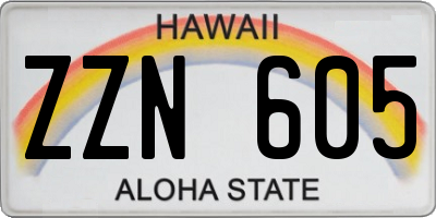 HI license plate ZZN605