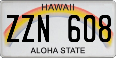 HI license plate ZZN608