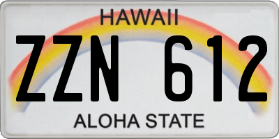 HI license plate ZZN612