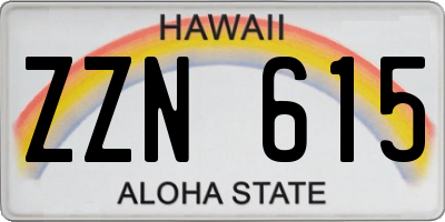 HI license plate ZZN615