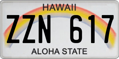 HI license plate ZZN617