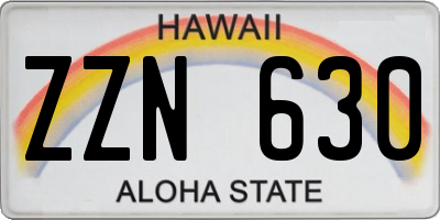 HI license plate ZZN630