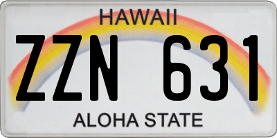 HI license plate ZZN631