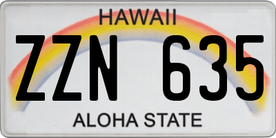 HI license plate ZZN635