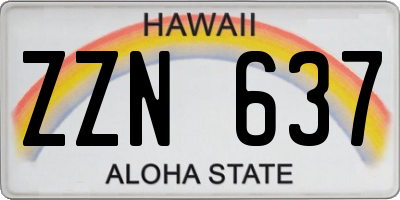 HI license plate ZZN637