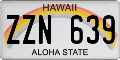 HI license plate ZZN639