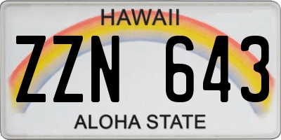 HI license plate ZZN643