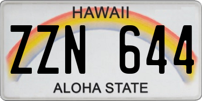 HI license plate ZZN644