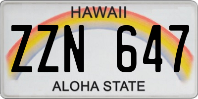 HI license plate ZZN647